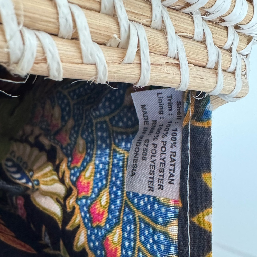 Woven Straw Crossbody Bag with Brown Leather Strap - Picture 5 of 5